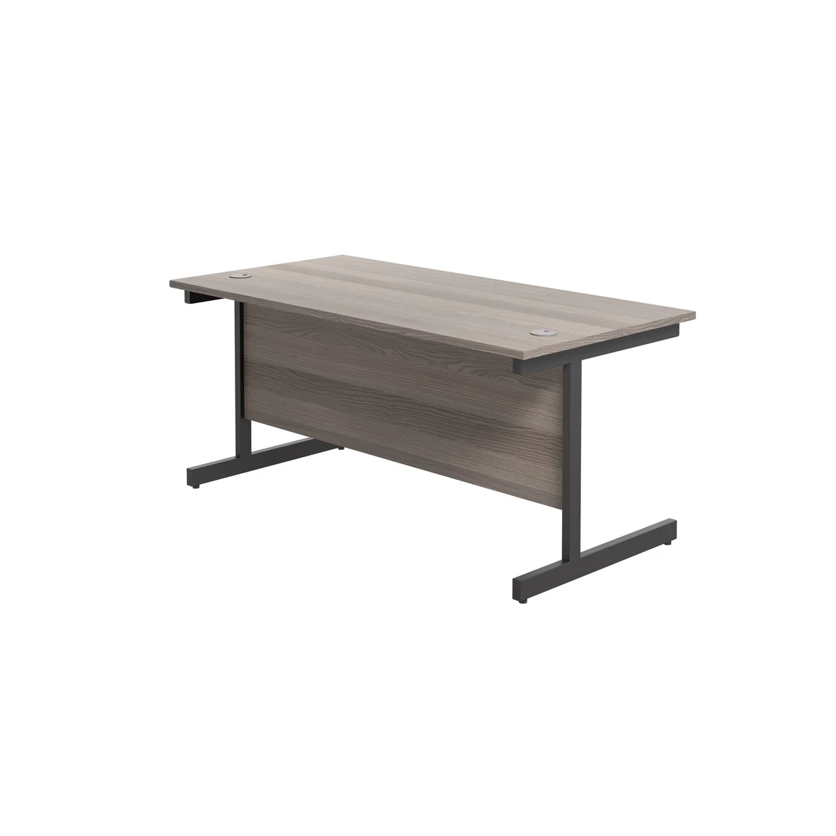 Jemini Rectangular Single Upright Cantilever Desk 1600x800x730mm Grey Oak/Black KF810896 - Image 3