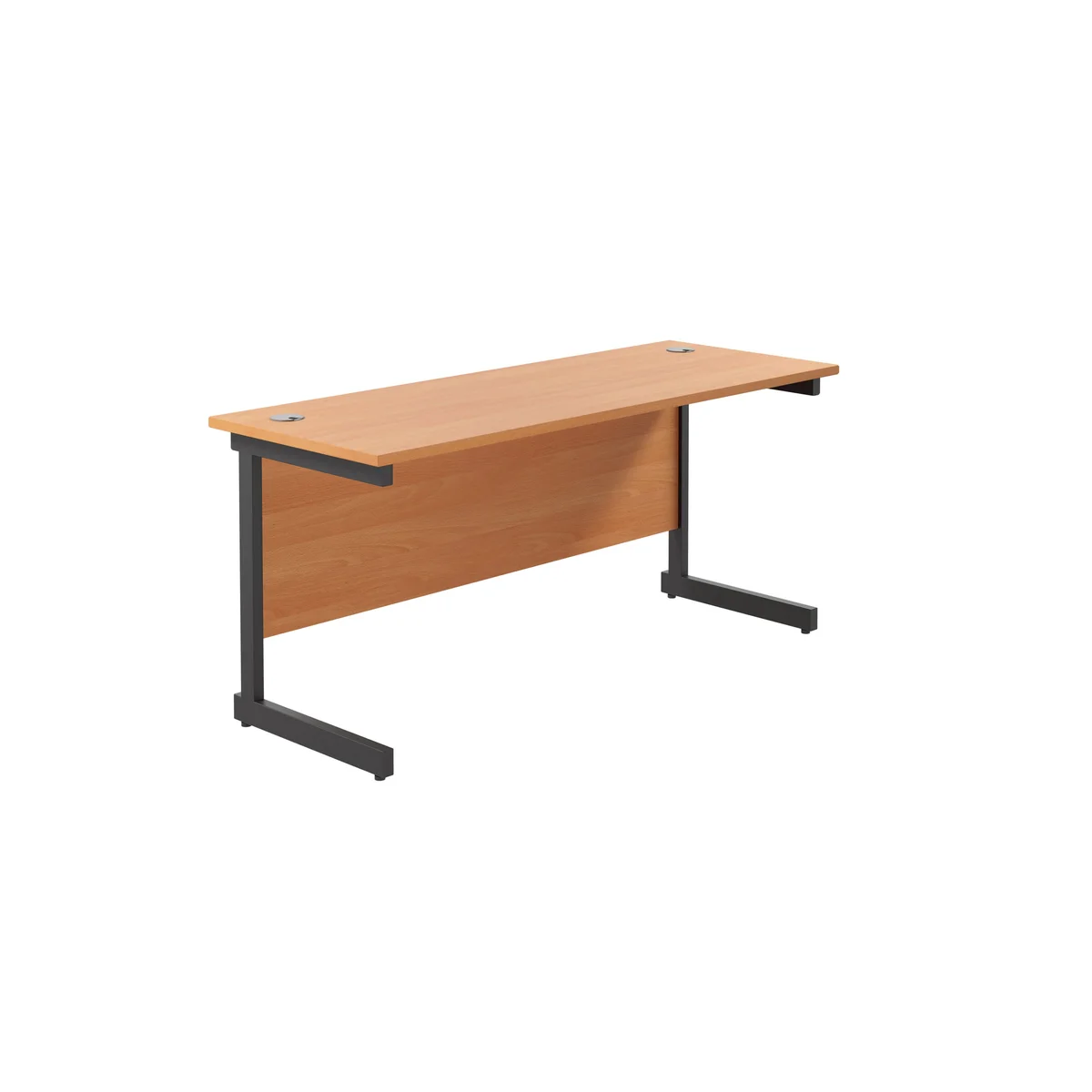 Jemini Rectangular Single Upright Cantilever Desk 1800x600x730mm Beech/Black KF810933 - Image 1