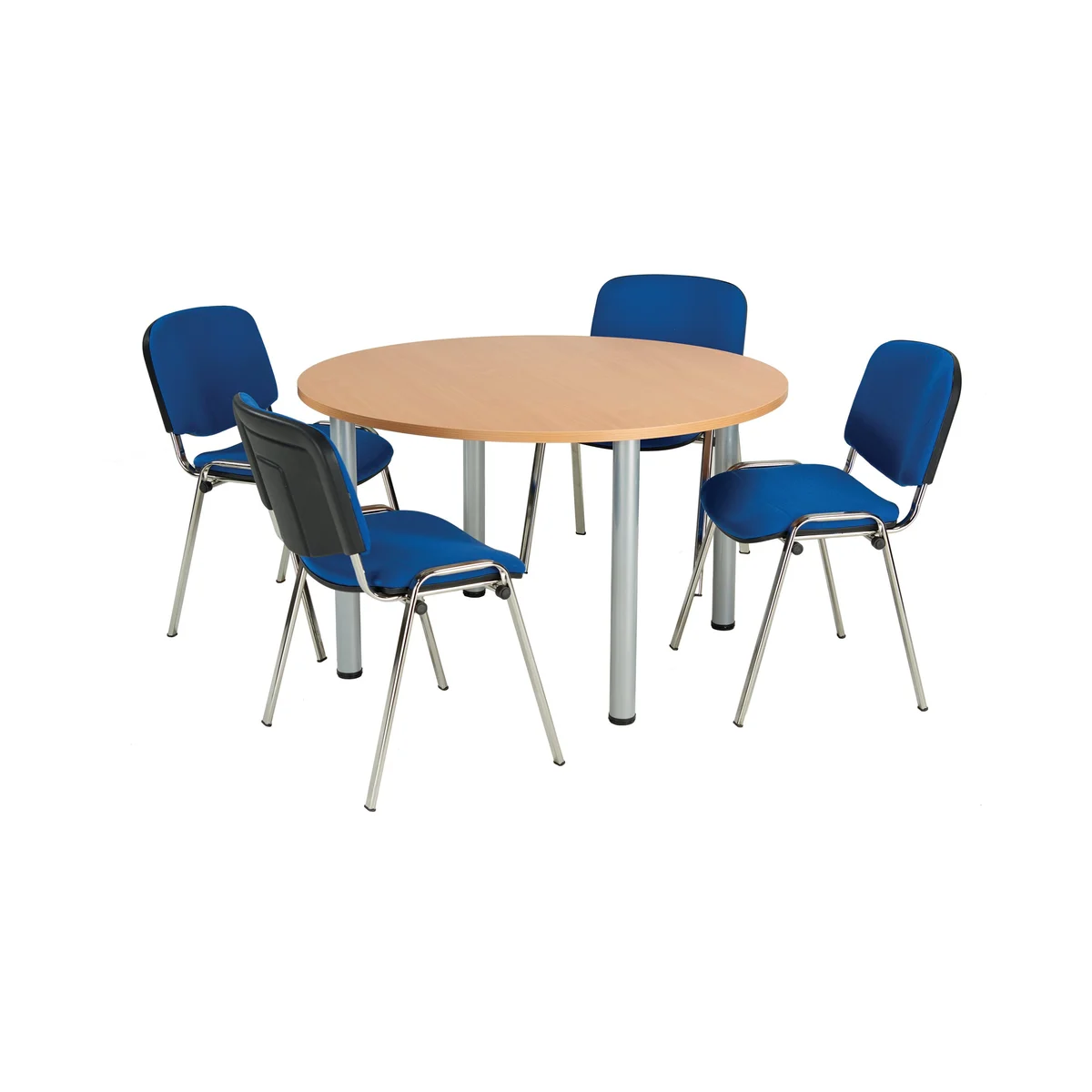 Jemini Circular Meeting Table 1200x1200x730mm Beech/Silver KF816562 - Image 2