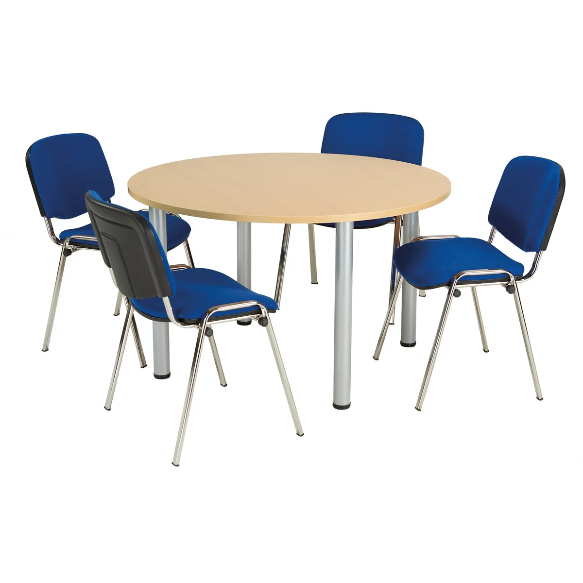 Jemini Circular Meeting Table 1200x1200x730mm Nova Oak/Silver KF816585 - Image 2