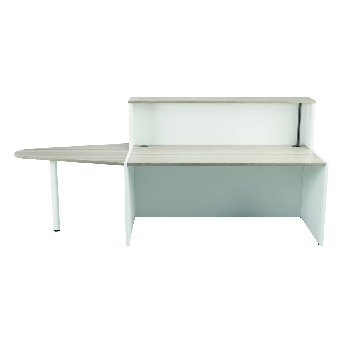 Jemini Reception Unit with Extension 1600x800x740mm Grey Oak/White KF818467 - Image 2