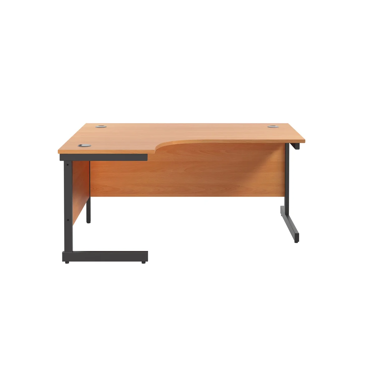 Jemini Radial Left Hand Single Upright Cantilever Desk 1600x1200x730mm Beech/Black KF819615 - Image 2
