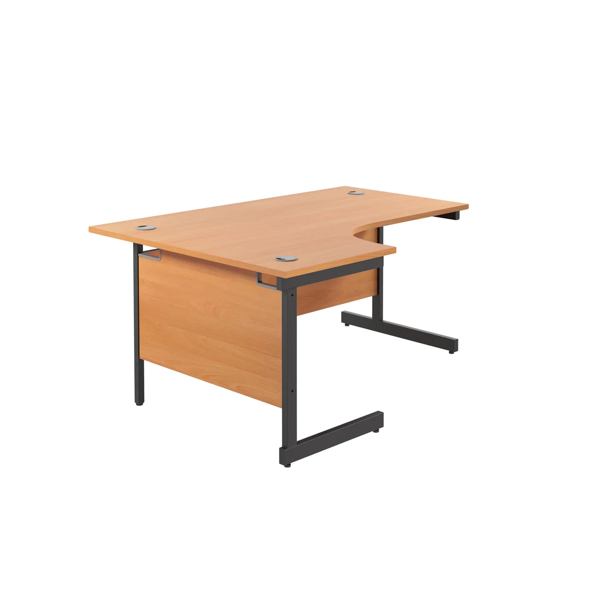 Jemini Radial Left Hand Single Upright Cantilever Desk 1600x1200x730mm Beech/Black KF819615 - Image 3