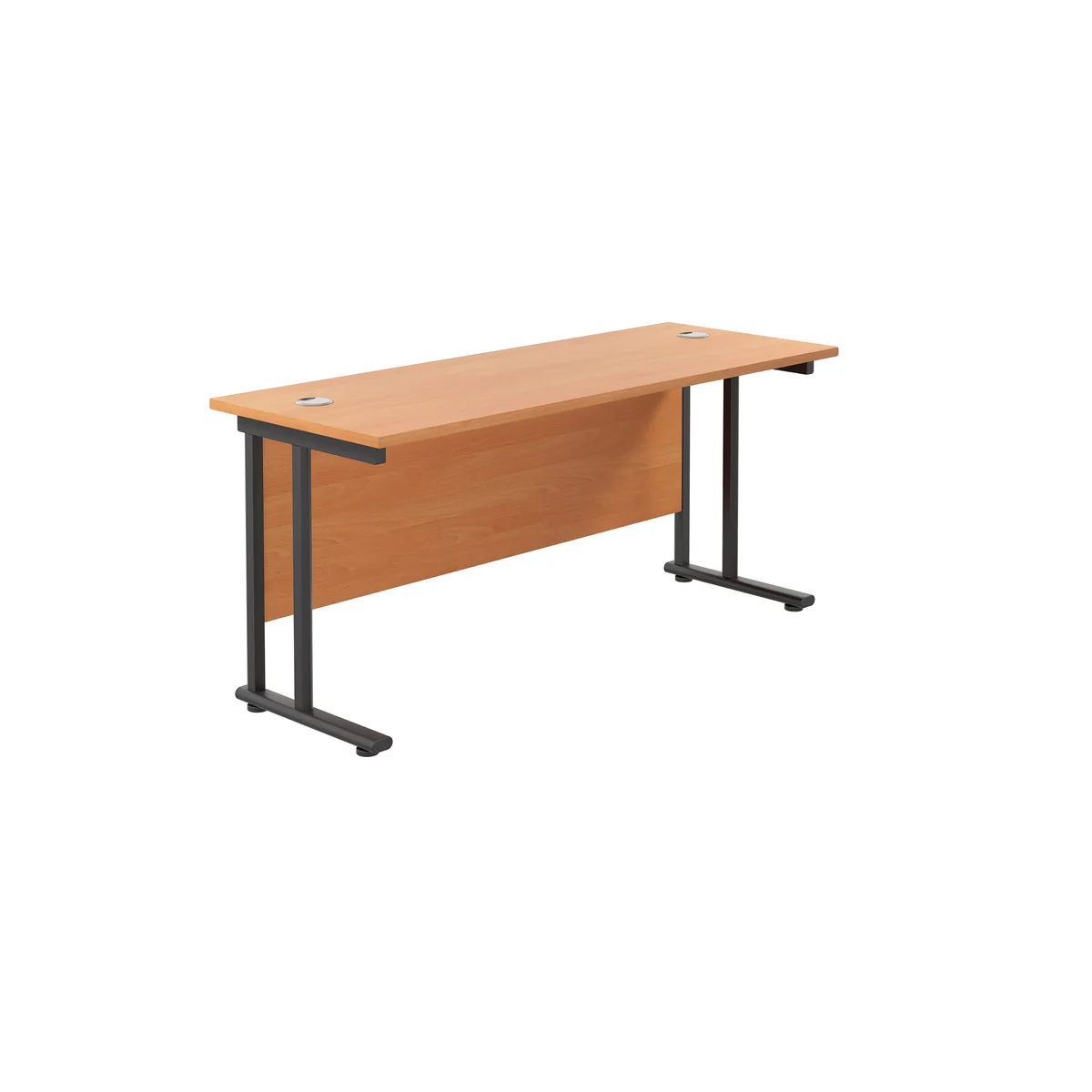 Jemini Rectangular Double Upright Cantilever Desk 1800x600x730mm Beech/Black KF820192 - Image 1