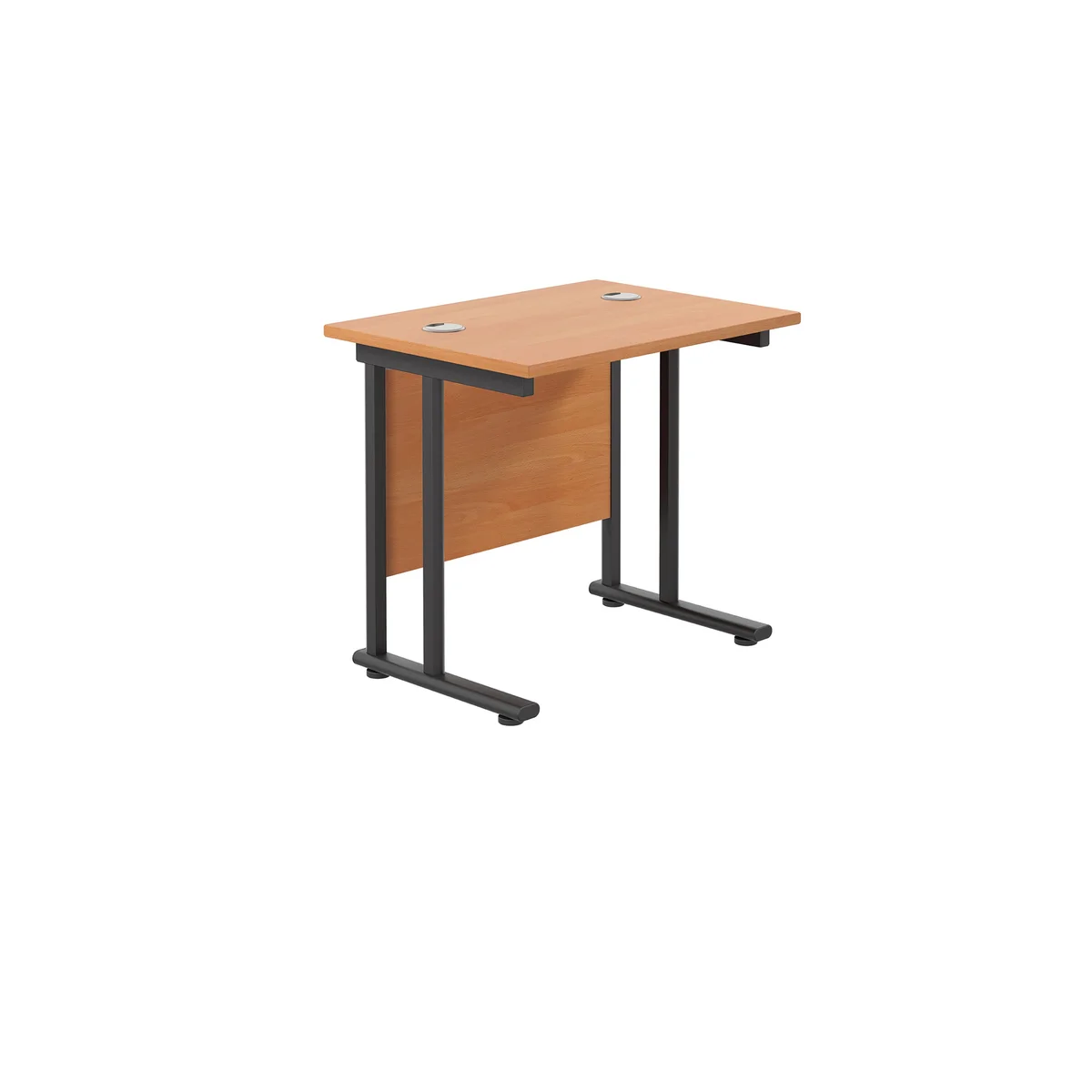 Jemini Rectangular Double Upright Cantilever Desk 800x600x730mm Beech/Black KF820314 - Image 1