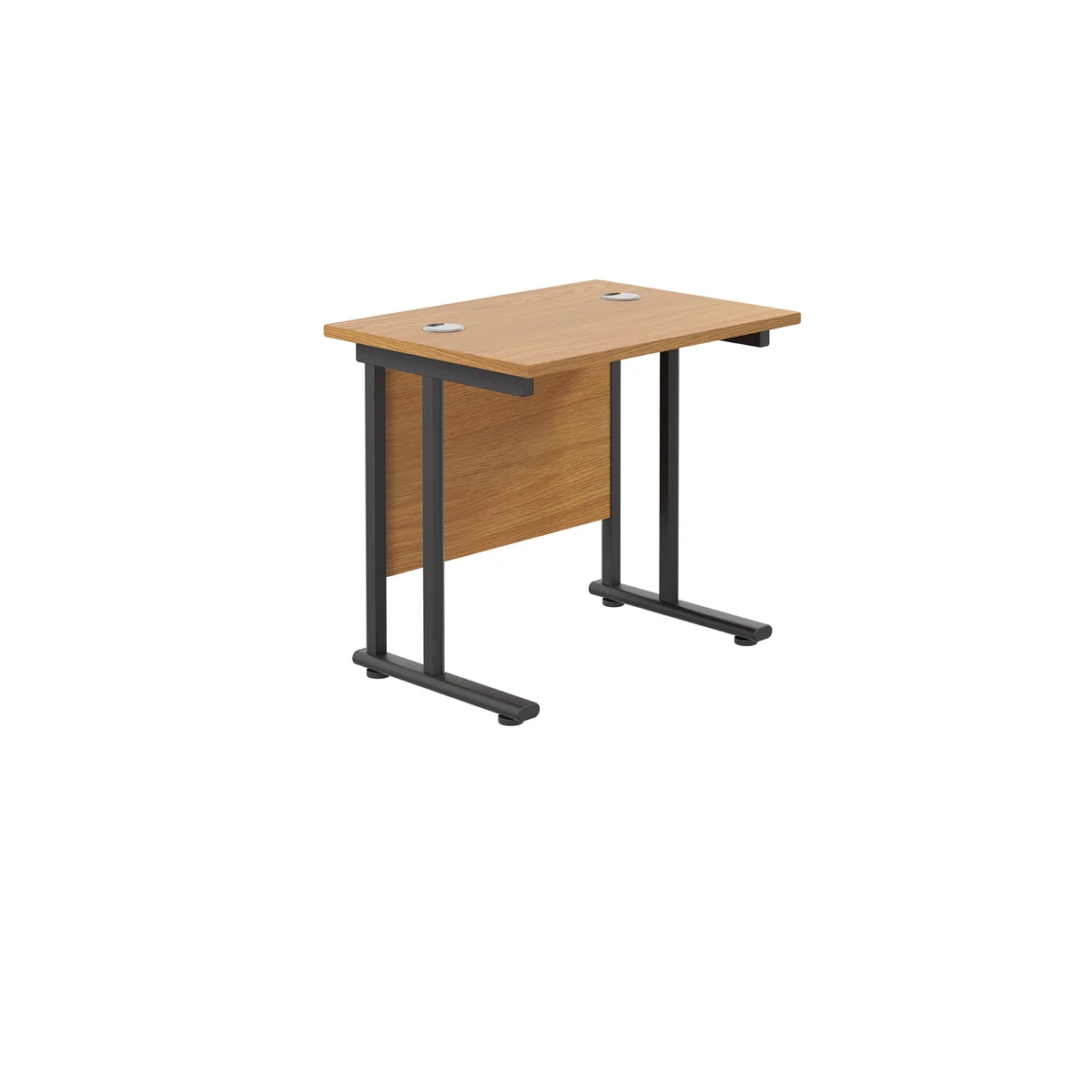 Jemini Rectangular Double Upright Cantilever Desk 800x600x730mm Nova Oak/Black KF820352 - Image 1