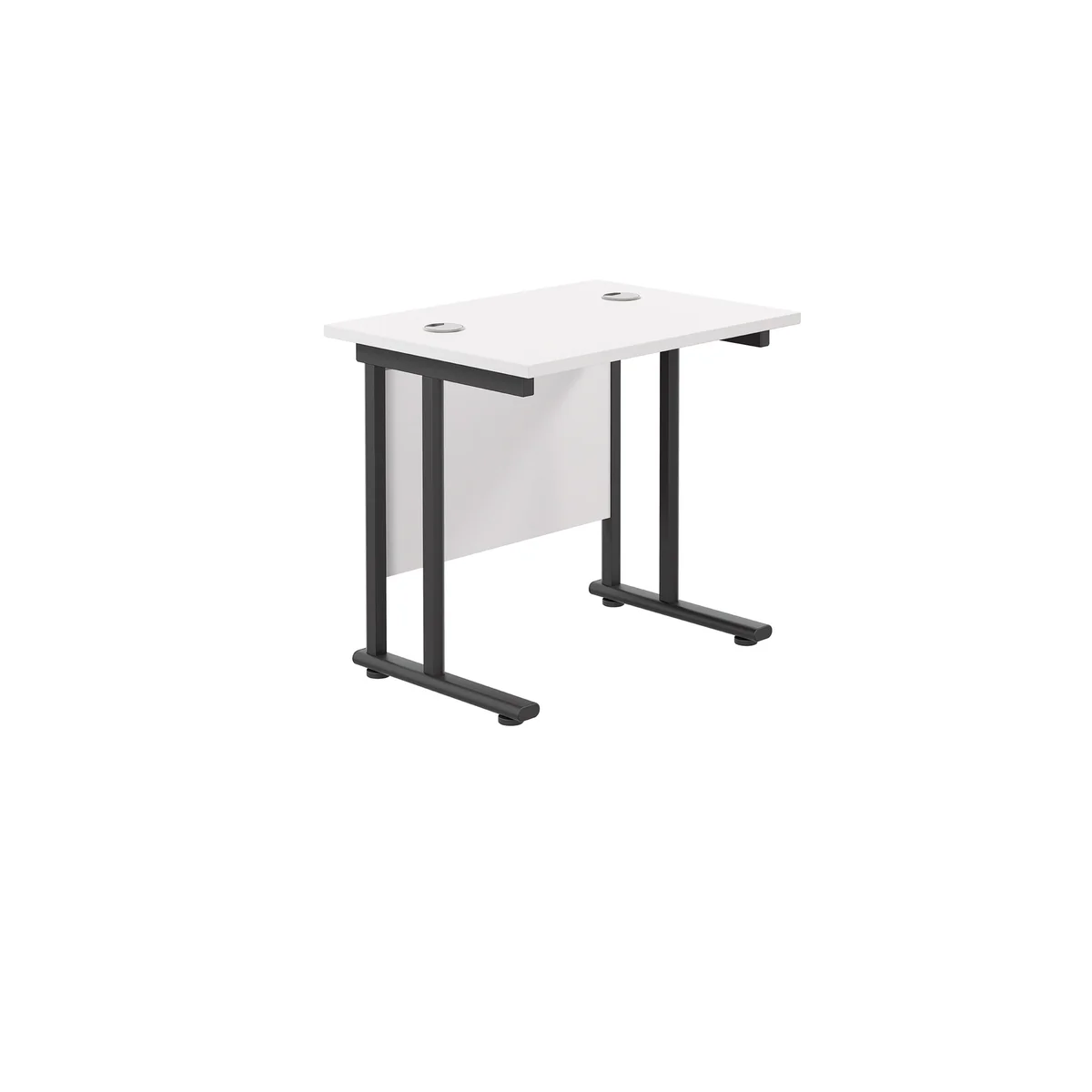Jemini Rectangular Double Upright Cantilever Desk 800x600x730mm White/Black KF820369 - Image 1