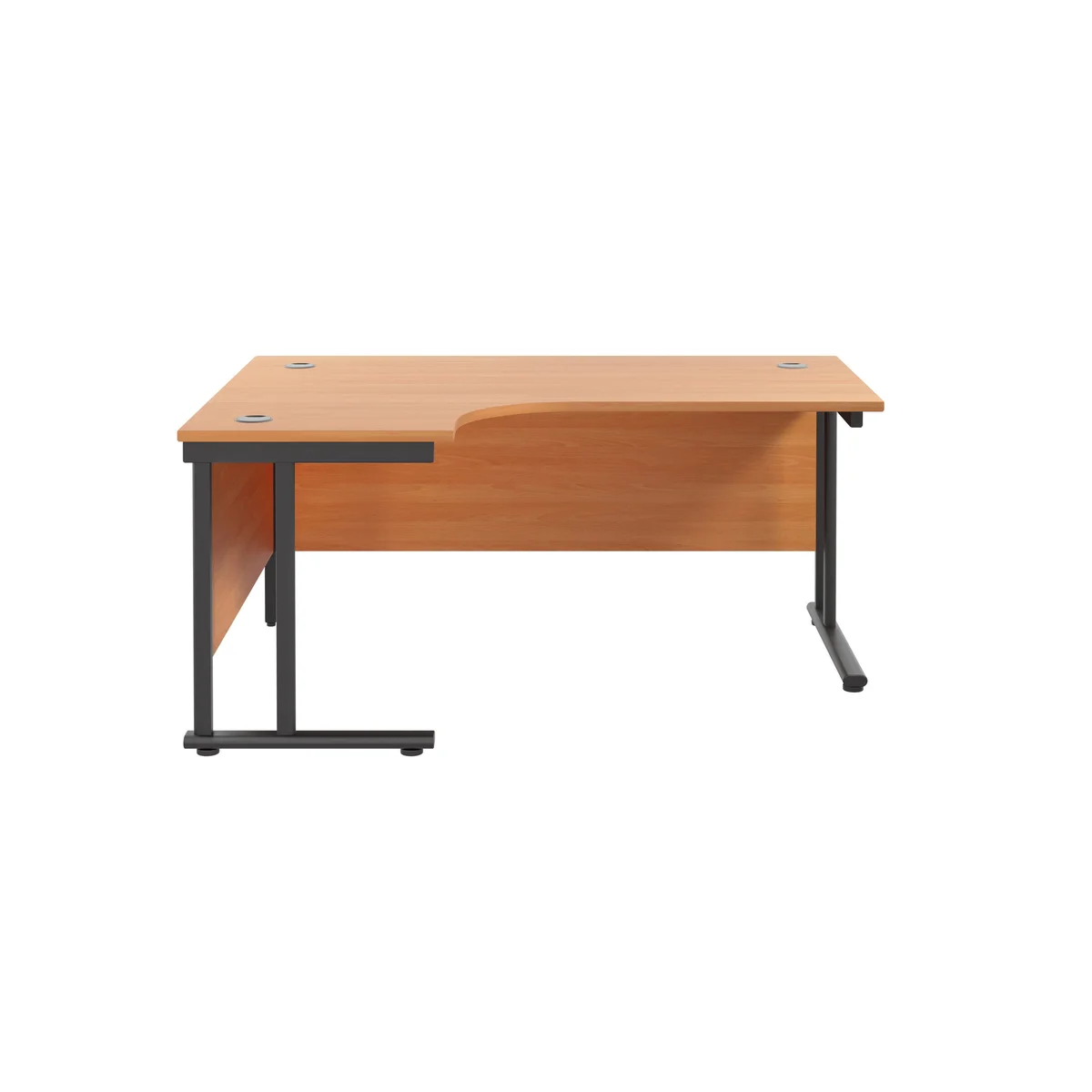Jemini Radial Left Hand Double Upright Cantilever Desk 1600x1200x730mm Beech/Black KF820376 - Image 2