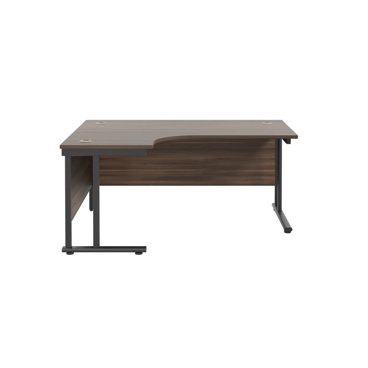 Jemini Radial Left Hand Double Upright Cantilever Desk 1600x1200x730mm Dark Walnut/Black KF820383 - Image 2