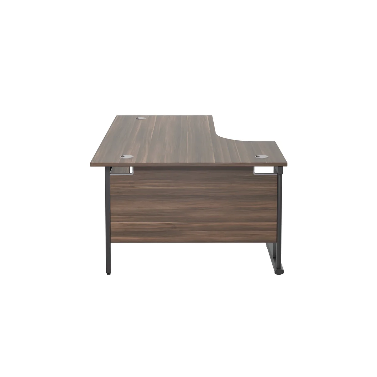 Jemini Radial Left Hand Double Upright Cantilever Desk 1600x1200x730mm Dark Walnut/Black KF820383 - Image 3