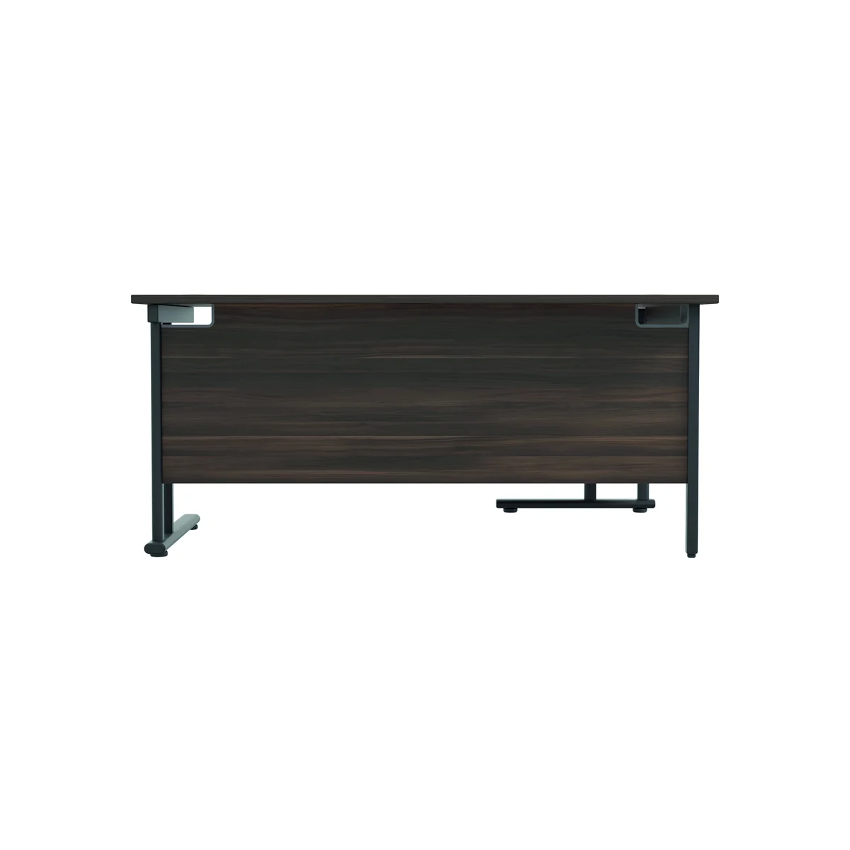 Jemini Radial Left Hand Double Upright Cantilever Desk 1600x1200x730mm Dark Walnut/Black KF820383 - Image 4