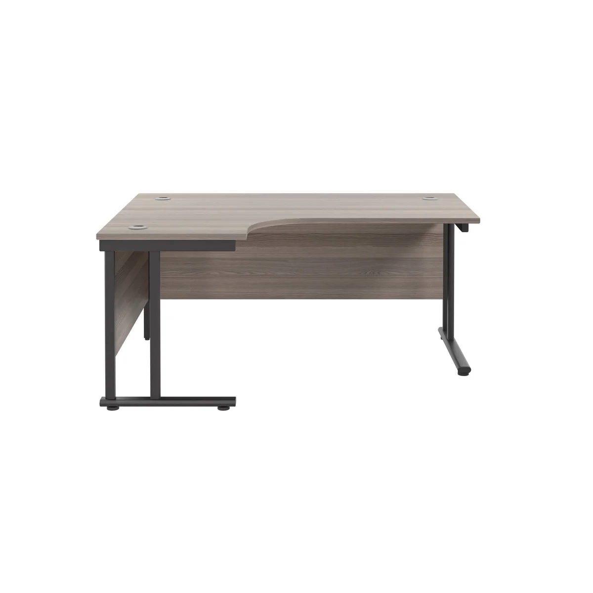 Jemini Radial Left Hand Double Upright Cantilever Desk 1600x1200x730mm Grey Oak/Black KF820390 - Image 2