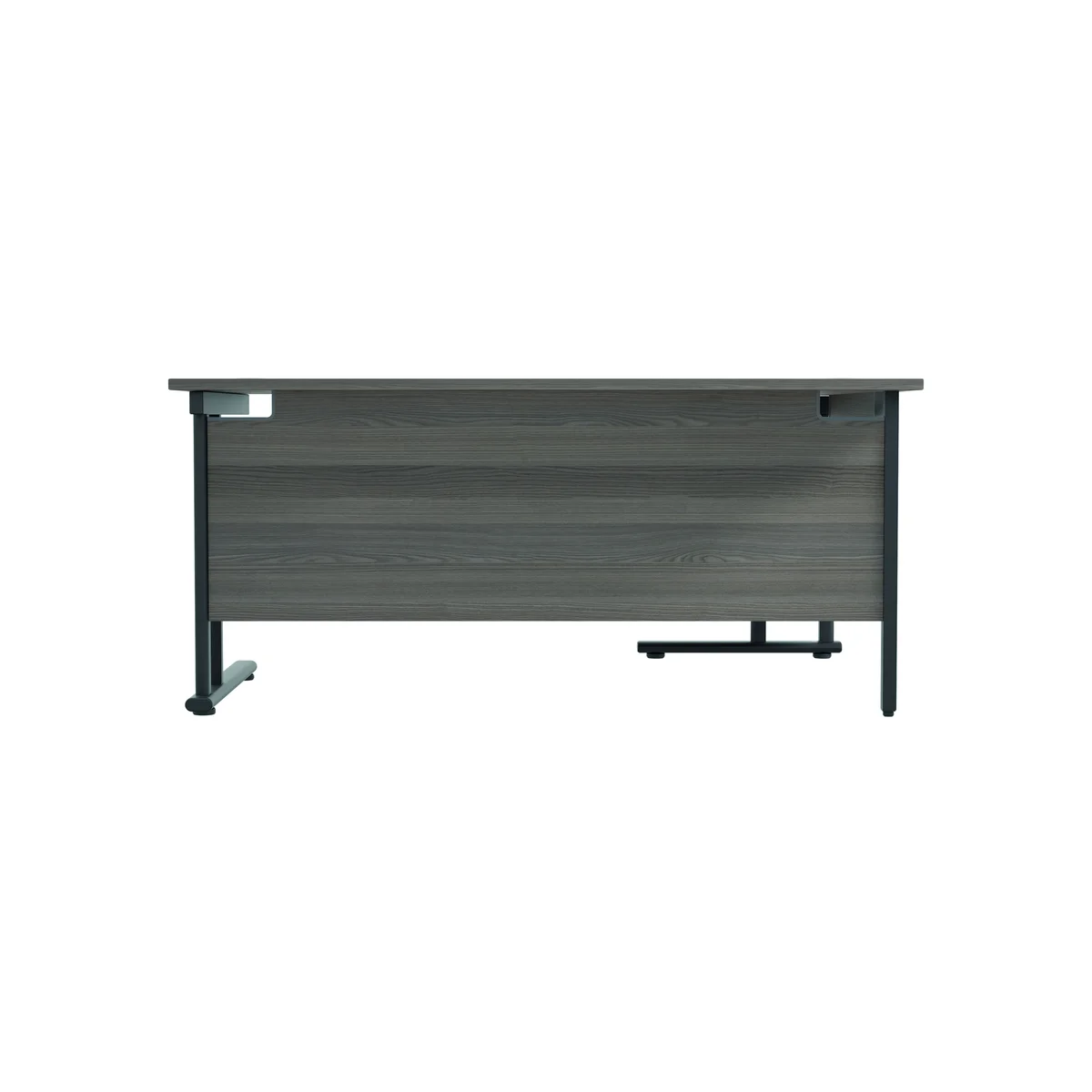 Jemini Radial Left Hand Double Upright Cantilever Desk 1600x1200x730mm Grey Oak/Black KF820390 - Image 4
