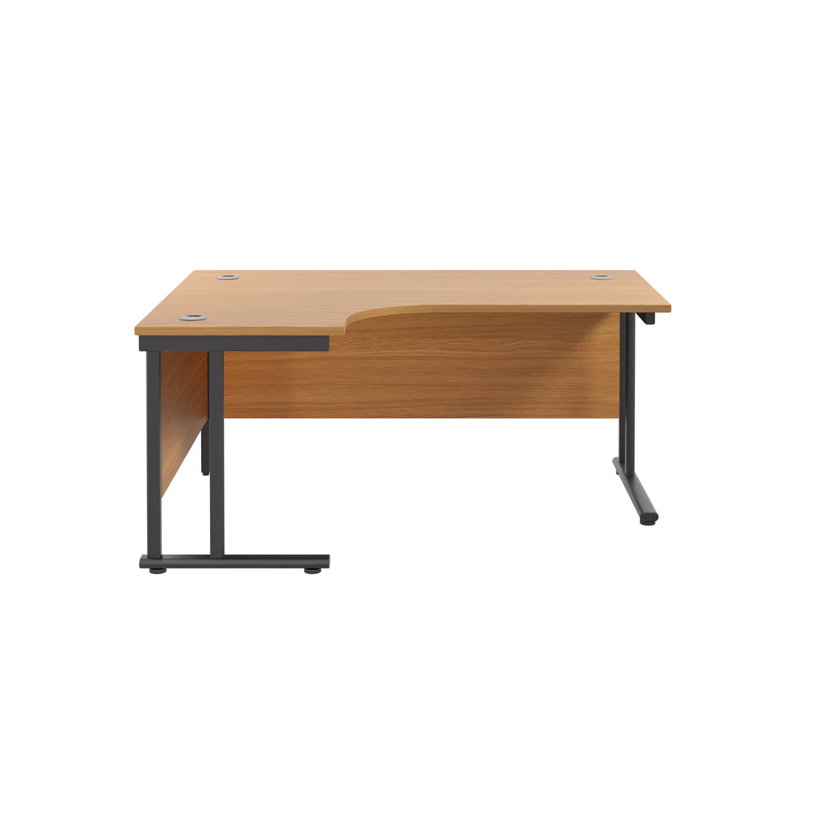 Jemini Radial Left Hand Double Upright Cantilever Desk 1600x1200x730mm Nova Oak/Black KF820413 - Image 2