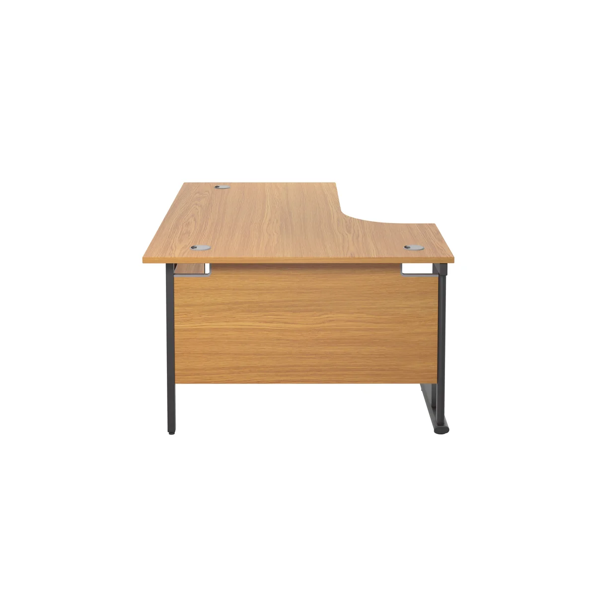 Jemini Radial Left Hand Double Upright Cantilever Desk 1600x1200x730mm Nova Oak/Black KF820413 - Image 3