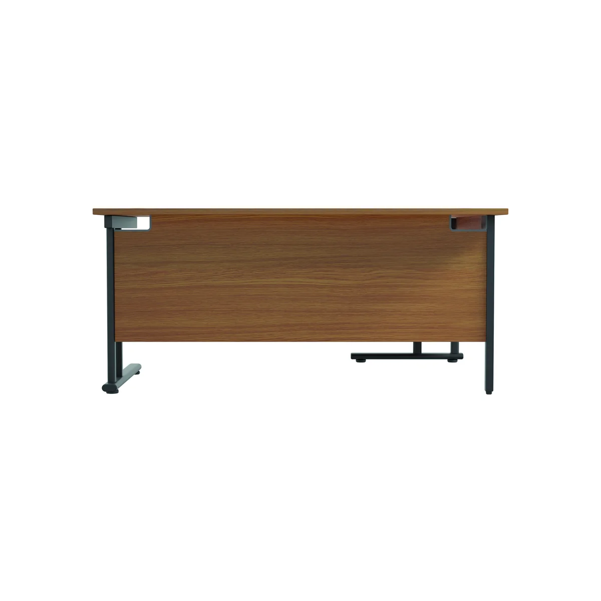 Jemini Radial Left Hand Double Upright Cantilever Desk 1600x1200x730mm Nova Oak/Black KF820413 - Image 4