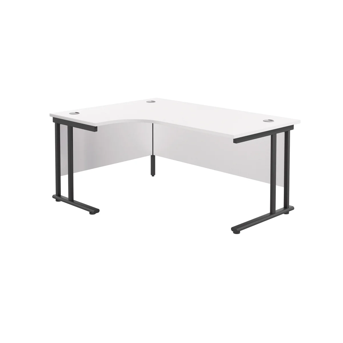 Jemini Radial Left Hand Double Upright Cantilever Desk 1600x1200x730mm White/Black KF820420 - Image 1