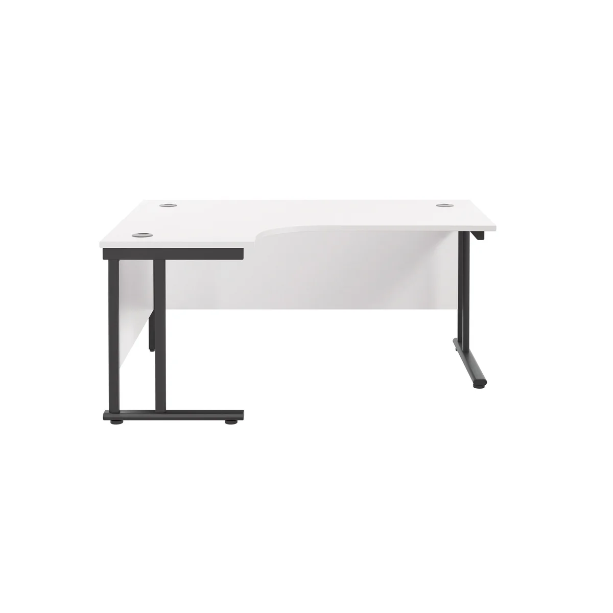 Jemini Radial Left Hand Double Upright Cantilever Desk 1600x1200x730mm White/Black KF820420 - Image 2