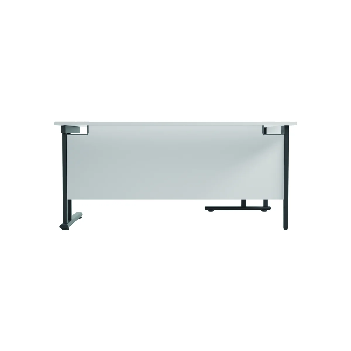 Jemini Radial Left Hand Double Upright Cantilever Desk 1600x1200x730mm White/Black KF820420 - Image 4