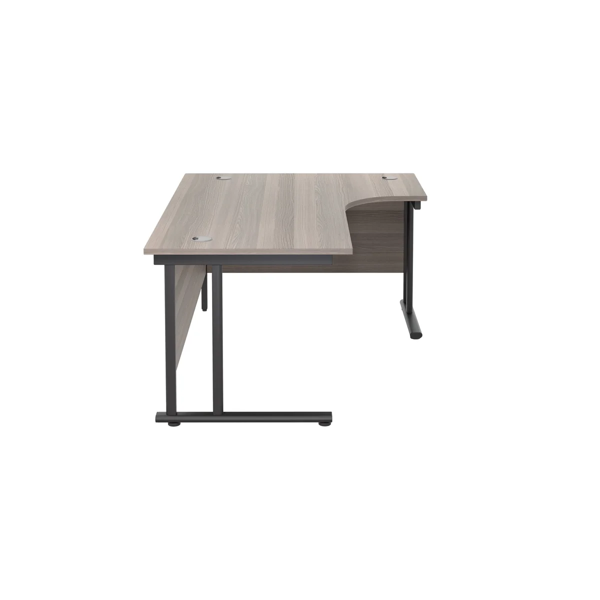 Jemini Radial Right Hand Double Upright Cantilever Desk 1600x1200x730mm Grey Oak/Black KF820451 - Image 2