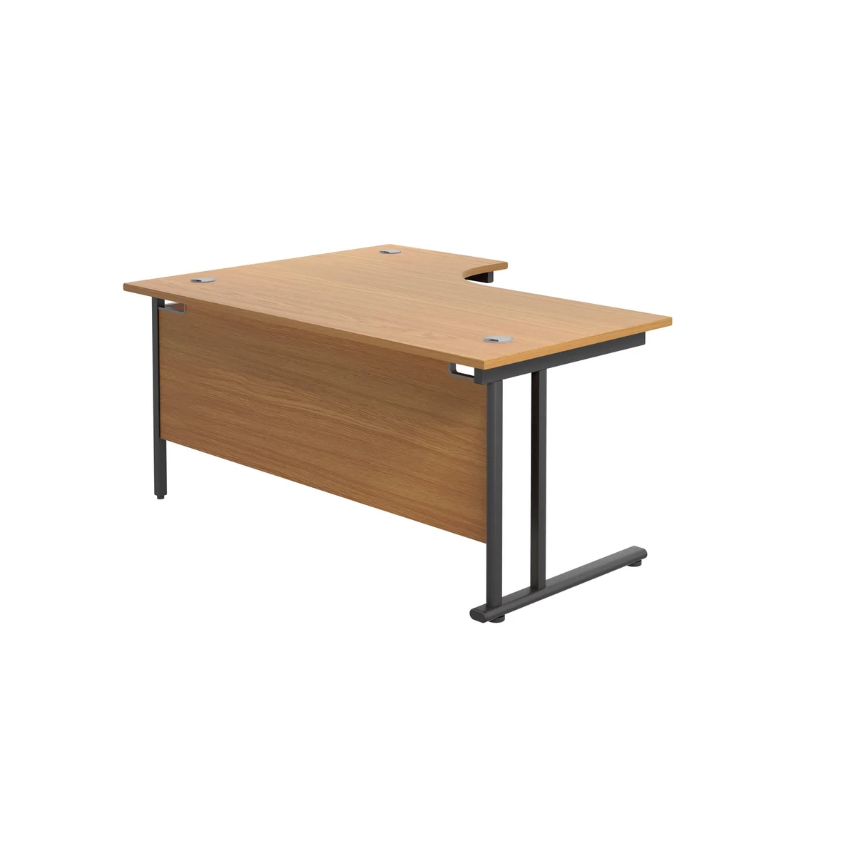 Jemini Radial Right Hand Double Upright Cantilever Desk 1600x1200x730mm Nova Oak/Black KF820475 - Image 3