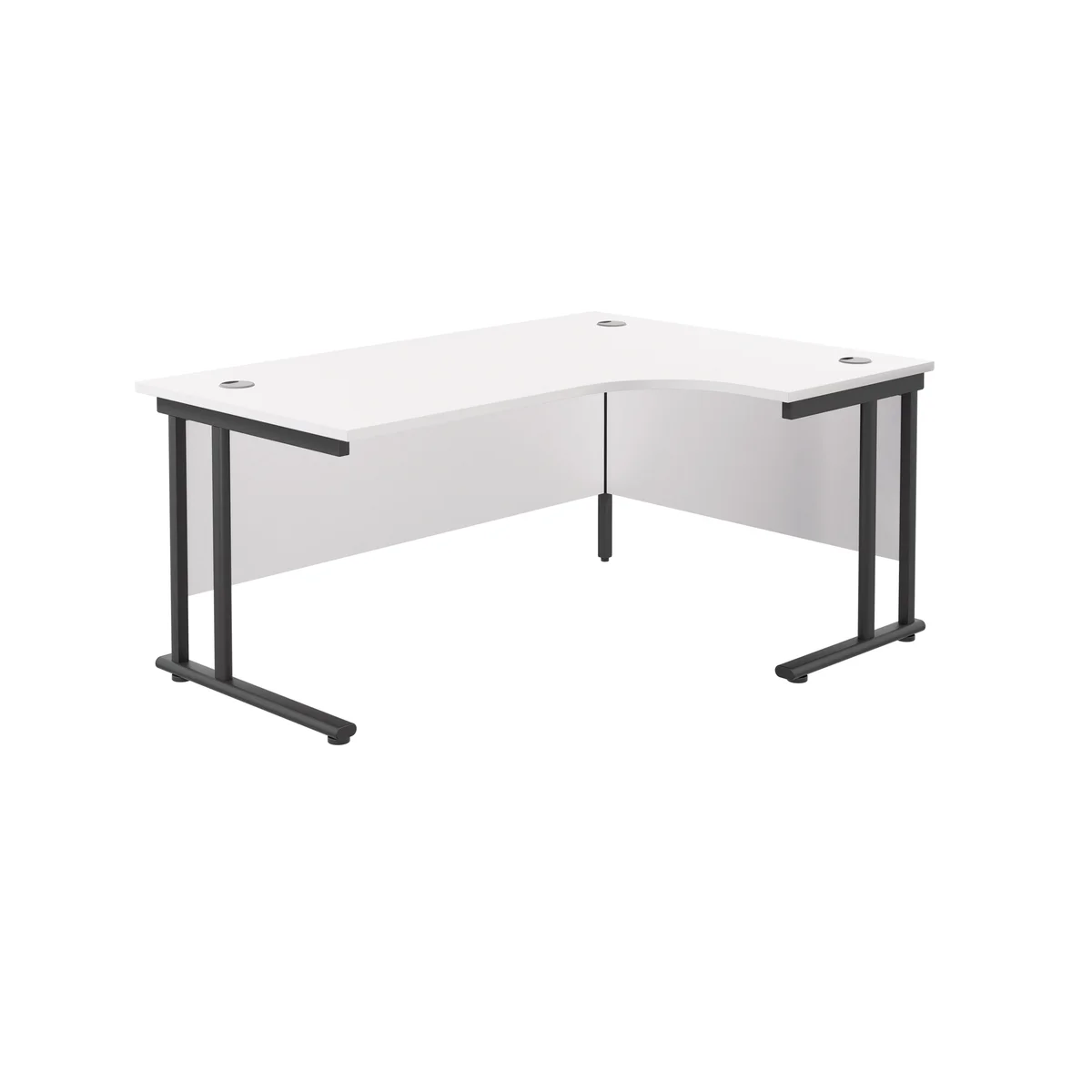 Jemini Radial Right Hand Double Upright Cantilever Desk 1600x1200x730mm White/Black KF820482 - Image 1