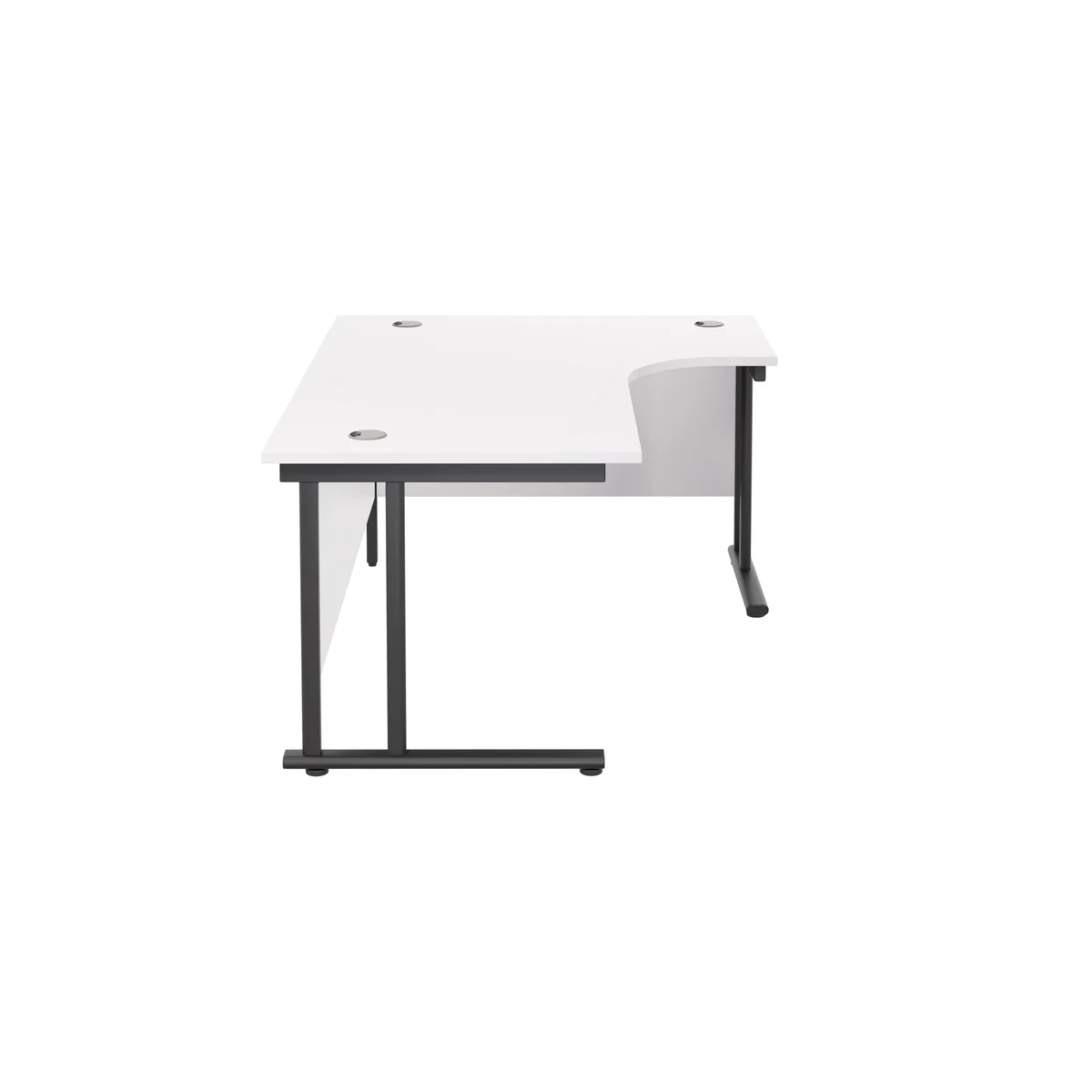 Jemini Radial Right Hand Double Upright Cantilever Desk 1600x1200x730mm White/Black KF820482 - Image 2