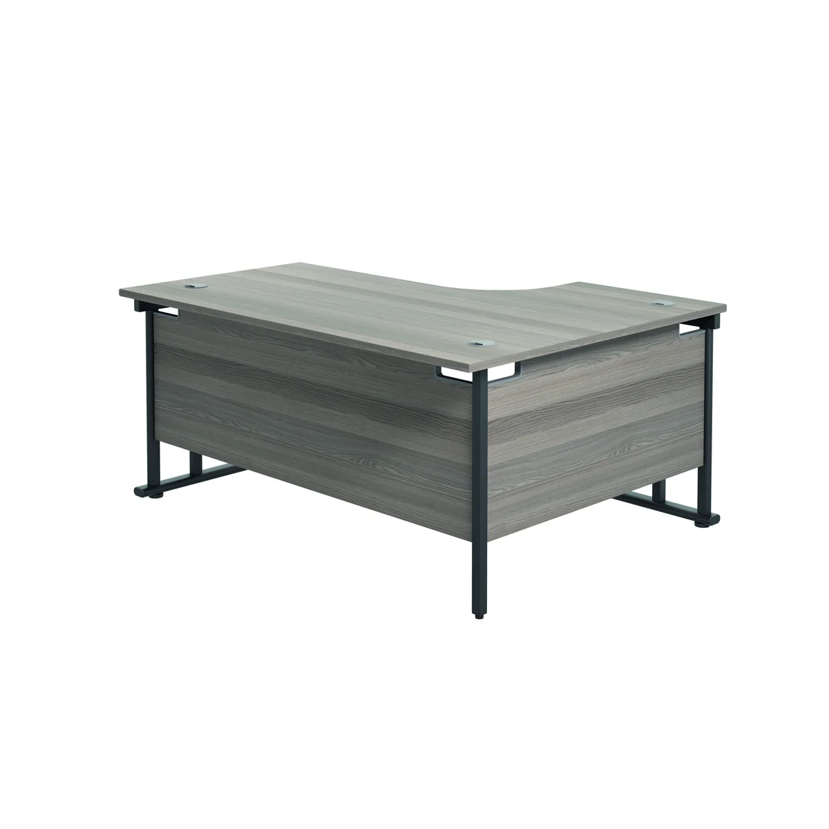 Jemini Radial Left Hand Double Upright Cantilever Desk 1800x1200x730mm Grey Oak/Black KF820512 - Image 4