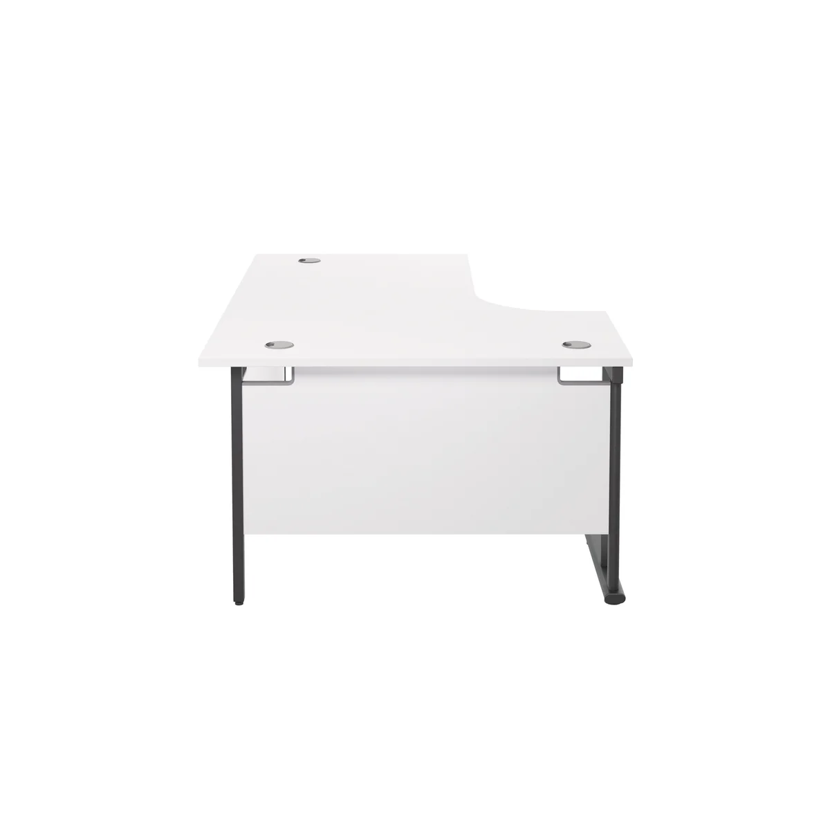 Jemini Radial Left Hand Double Upright Cantilever Desk 1800x1200x730mm White/Black KF820543 - Image 2