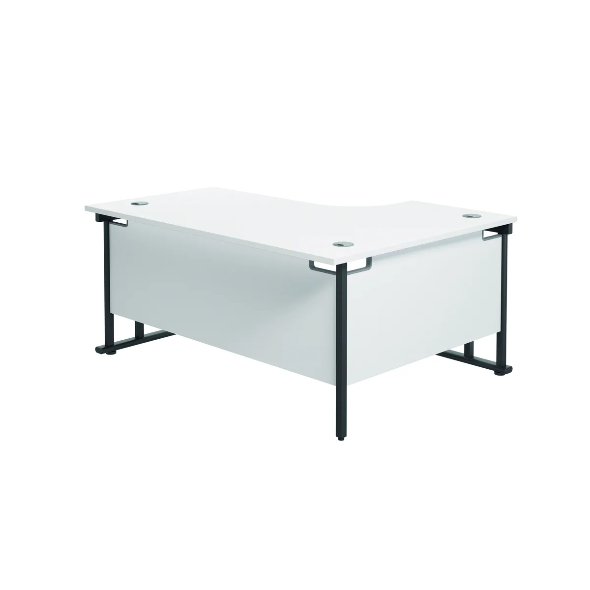 Jemini Radial Left Hand Double Upright Cantilever Desk 1800x1200x730mm White/Black KF820543 - Image 4