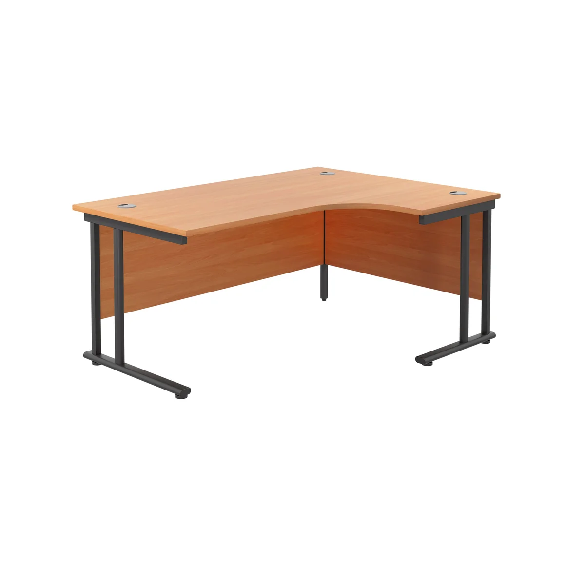 Jemini Radial Right Hand Double Upright Cantilever Desk 1800x1200x730mm Beech/Black KF820550 - Image 1