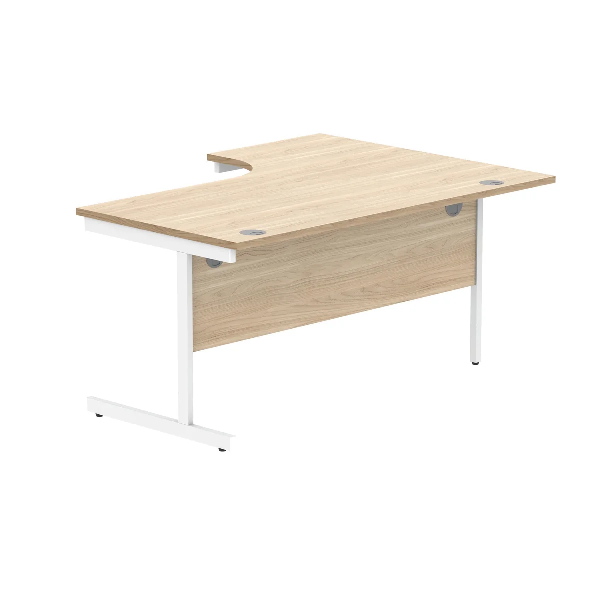 Polaris Left Hand Radial Single Upright Cantilever Desk 1600x1200x730mm Canadian Oak/White KF821440 - Image 3