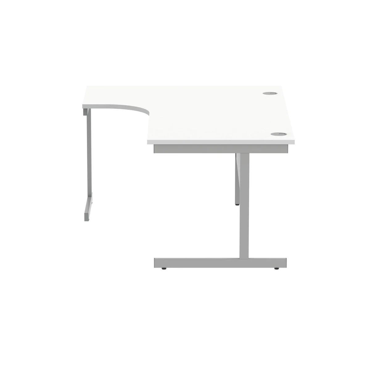 Polaris Left Hand Radial Single Upright Cantilever Desk 1600x1200x730mm Arctic White/Silver KF821460 - Image 2