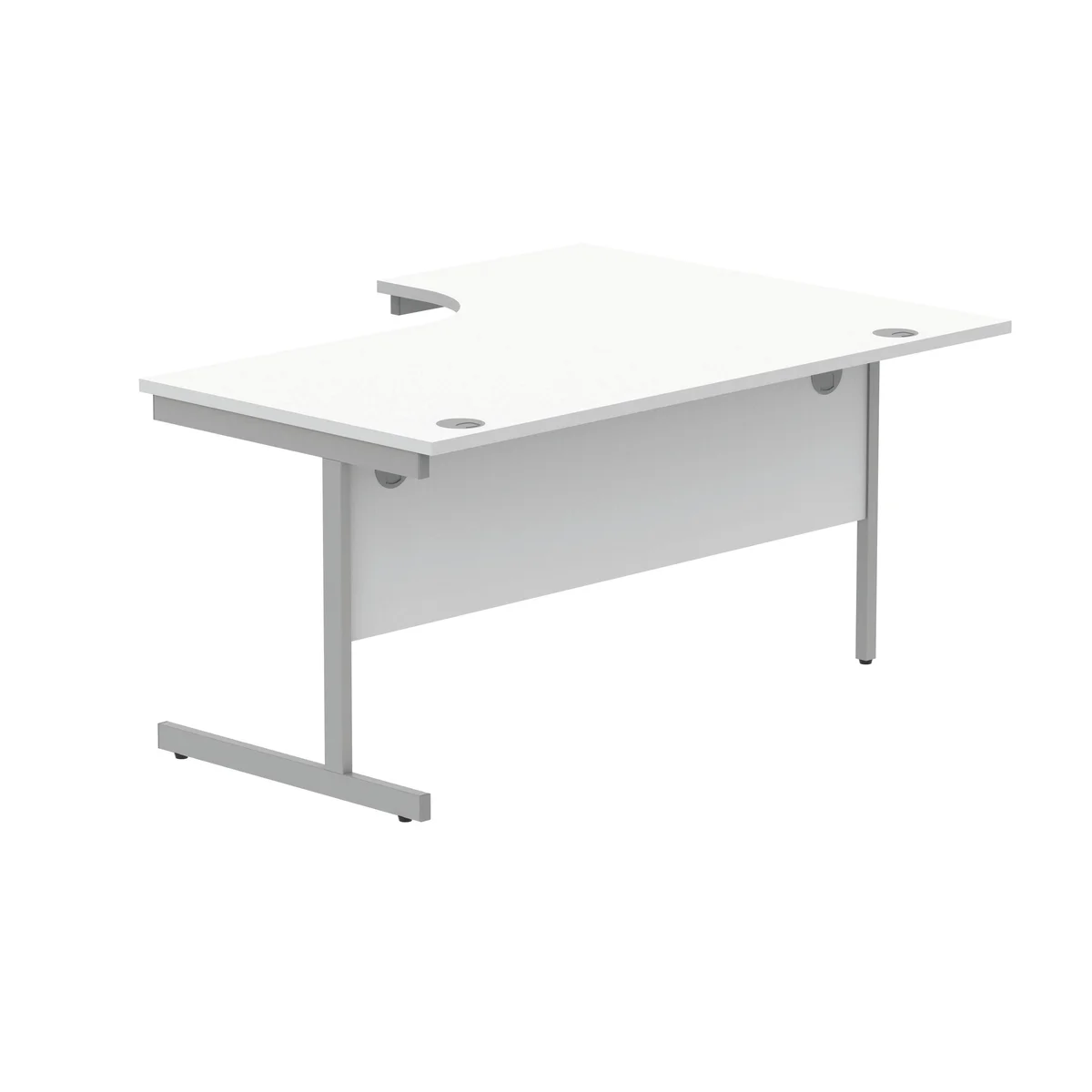 Polaris Left Hand Radial Single Upright Cantilever Desk 1600x1200x730mm Arctic White/Silver KF821460 - Image 3