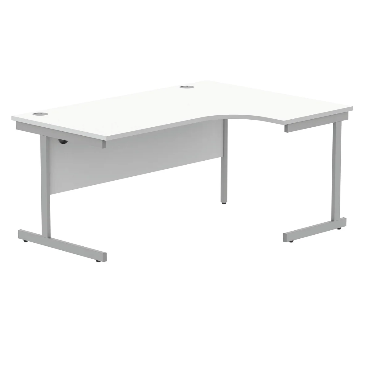 Polaris Right Hand Radial SU Cantilever Desk 1600x1200x730mm Arctic White/Silver KF821470