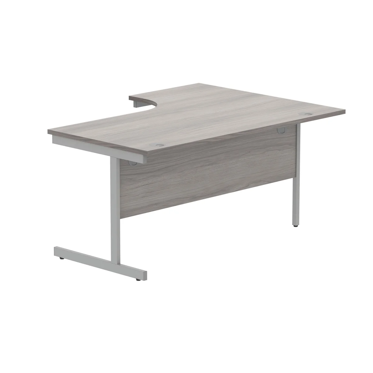 Polaris Left Hand Radial SU Cantilever Desk 1600x1200x730mm Alaskan Grey Oak/Silver KF821500 - Image 3