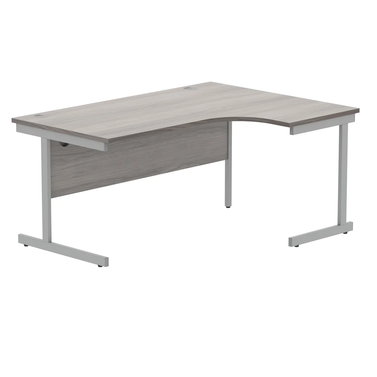 Polaris Right Hand Radial SU Cantilever Desk 1600x1200x730mm Alaskan Grey Oak/Silver KF821510 - Image 1