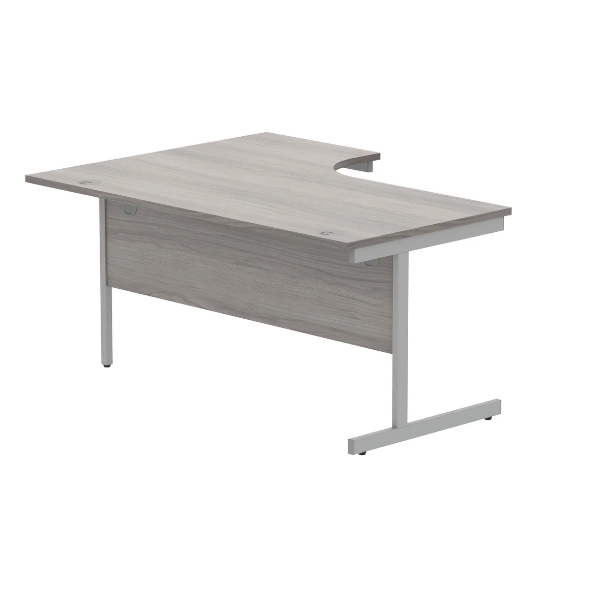 Polaris Right Hand Radial SU Cantilever Desk 1600x1200x730mm Alaskan Grey Oak/Silver KF821510 - Image 3