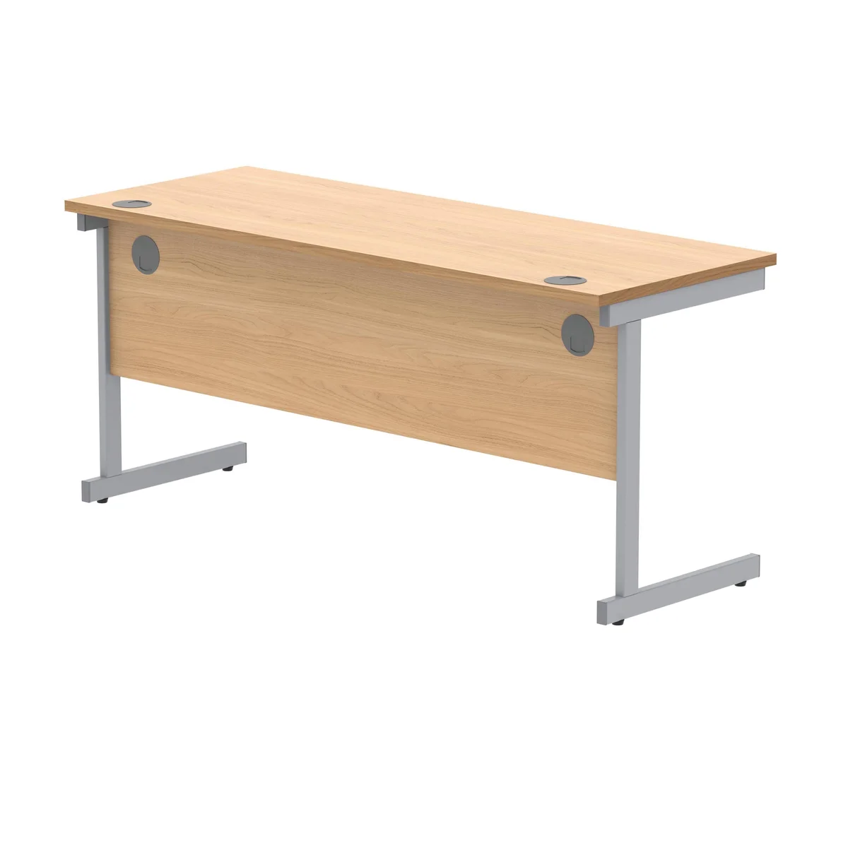 Polaris Rectangular Single Upright Cantilever Desk 1600x600x730mm Norwegian Beech/Silver KF821560 - Image 3
