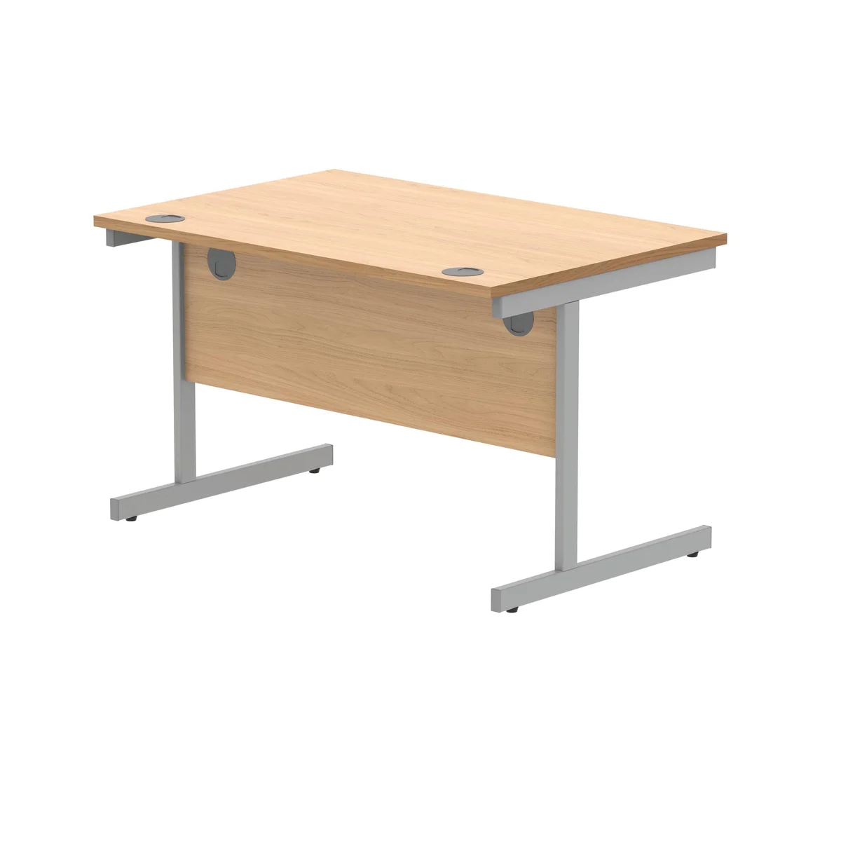 Polaris Rectangular Single Upright Cantilever Desk 1200x800x730mm Norwegian Beech/Silver KF821570 - Image 3