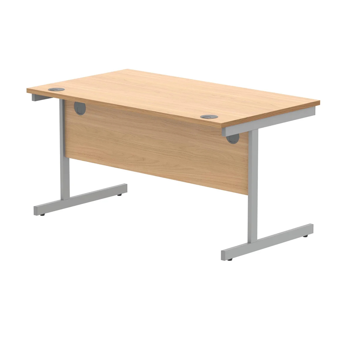 Polaris Rectangular Single Upright Cantilever Desk 1400x800x730mm Norwegian Beech/Silver KF821580 - Image 3