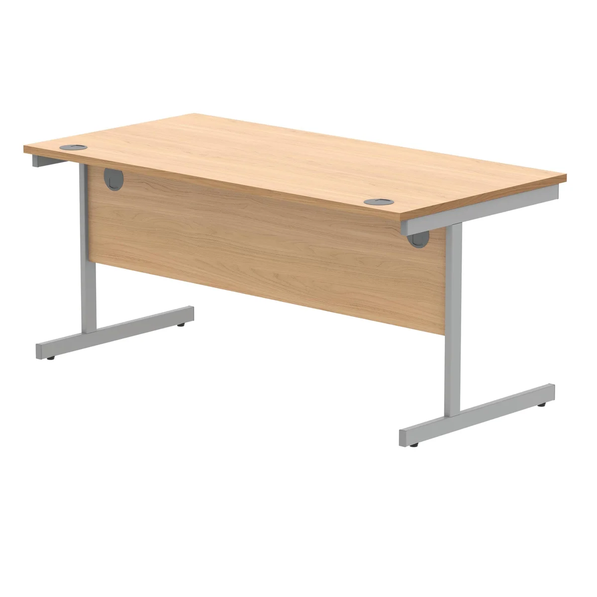 Polaris Rectangular Single Upright Cantilever Desk 1600x800x730mm Norwegian Beech/Silver KF821590 - Image 3