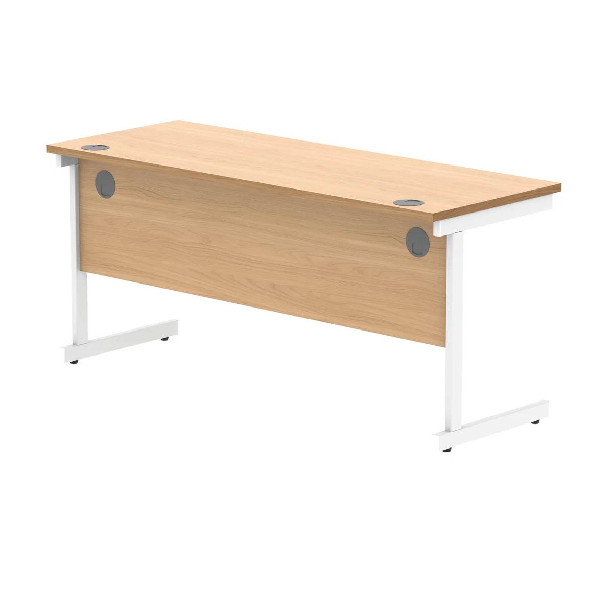 Polaris Rectangular Single Upright Cantilever Desk 1600x600x730mm Norwegian Beech/White KF821620 - Image 3
