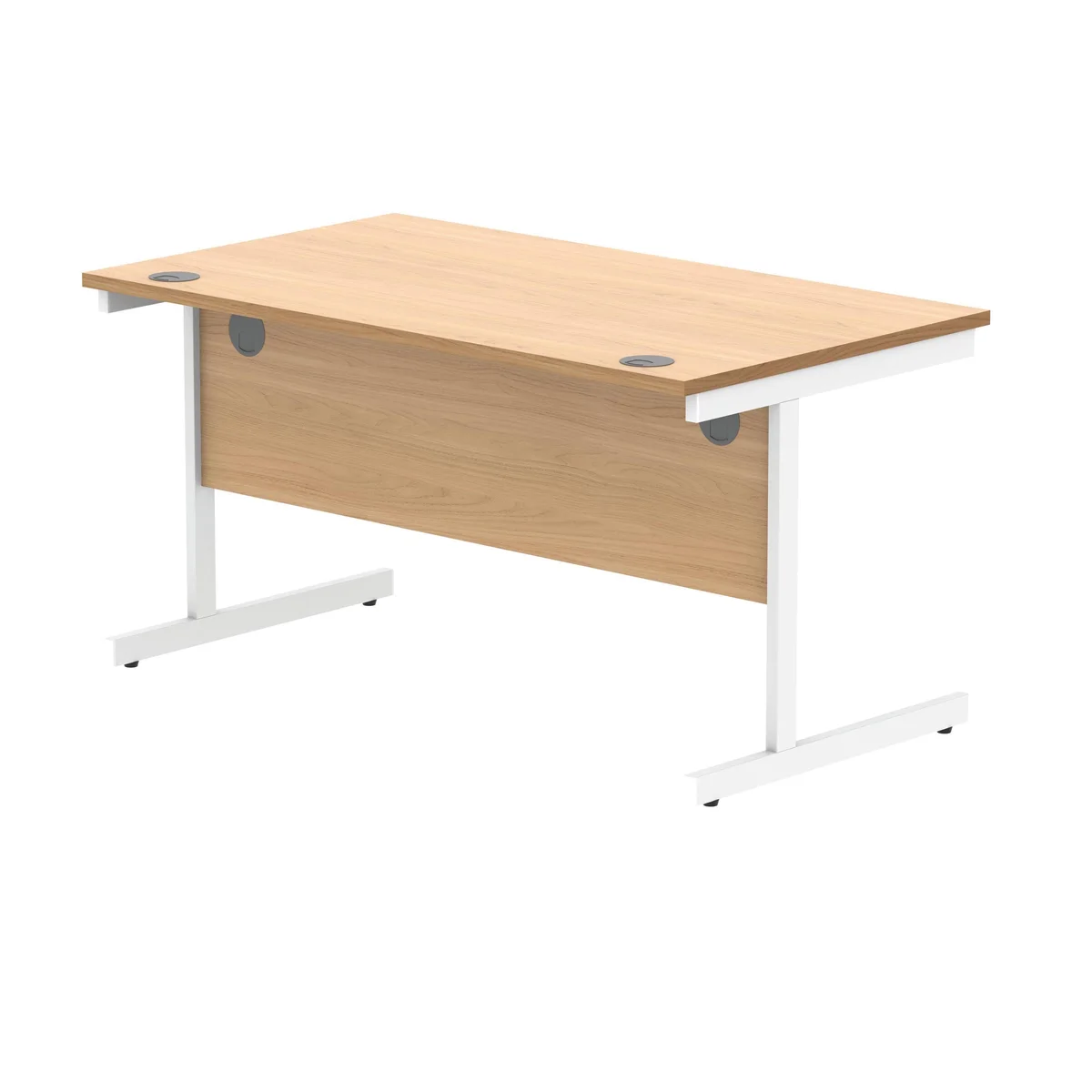 Polaris Rectangular Single Upright Cantilever Desk 1400x800x730mm Norwegian Beech/White KF821640 - Image 3