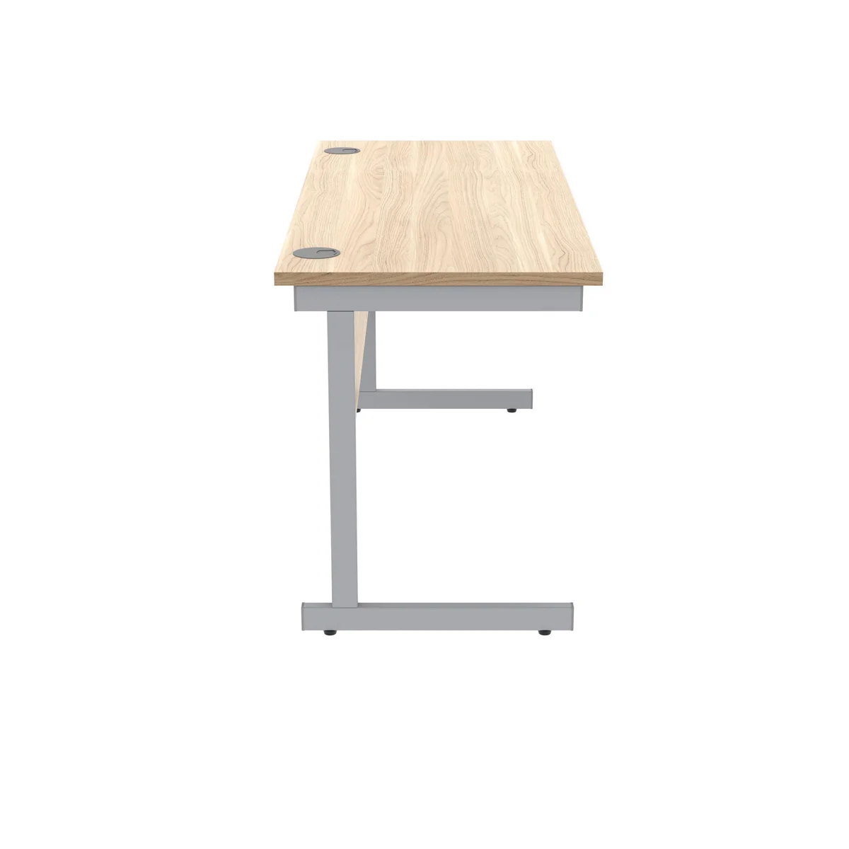 Polaris Rectangular Single Upright Cantilever Desk 1400x600x730mm Canadian Oak/Silver KF821670 - Image 2