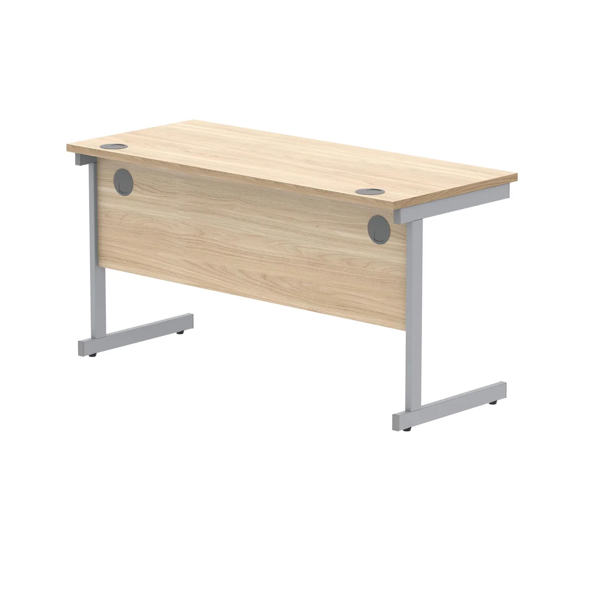 Polaris Rectangular Single Upright Cantilever Desk 1400x600x730mm Canadian Oak/Silver KF821670 - Image 3