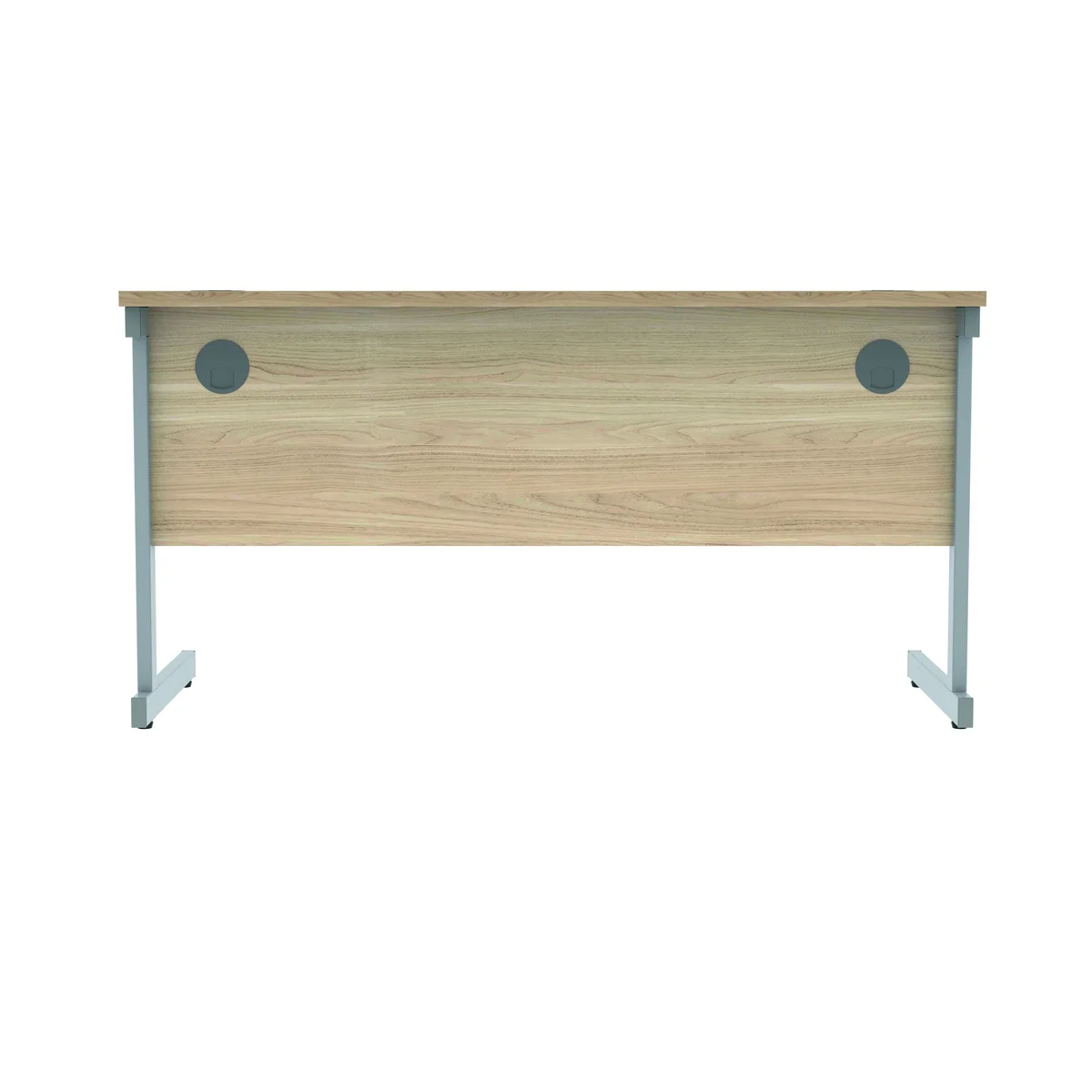 Polaris Rectangular Single Upright Cantilever Desk 1400x600x730mm Canadian Oak/Silver KF821670 - Image 4