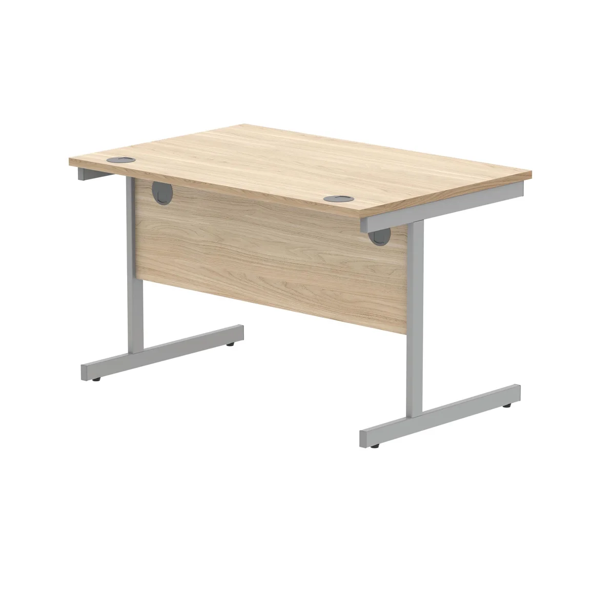 Polaris Rectangular Single Upright Cantilever Desk 1200x800x730mm Canadian Oak/Silver KF821690 - Image 3