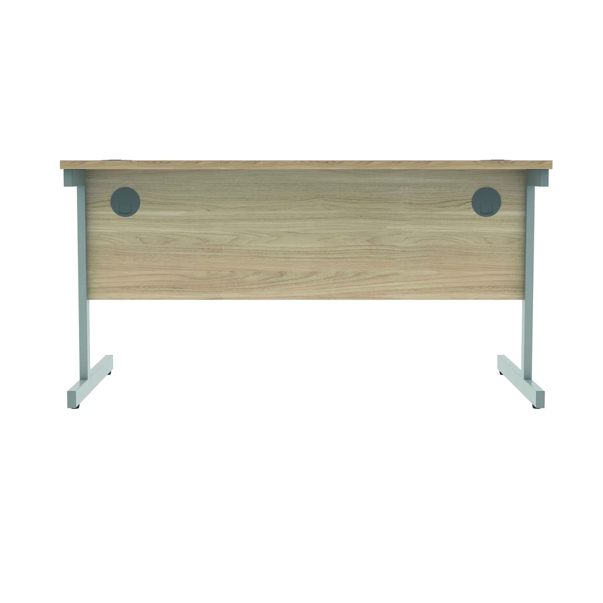 Polaris Rectangular Single Upright Cantilever Desk 1400x800x730mm Canadian Oak/Silver KF821700 - Image 4