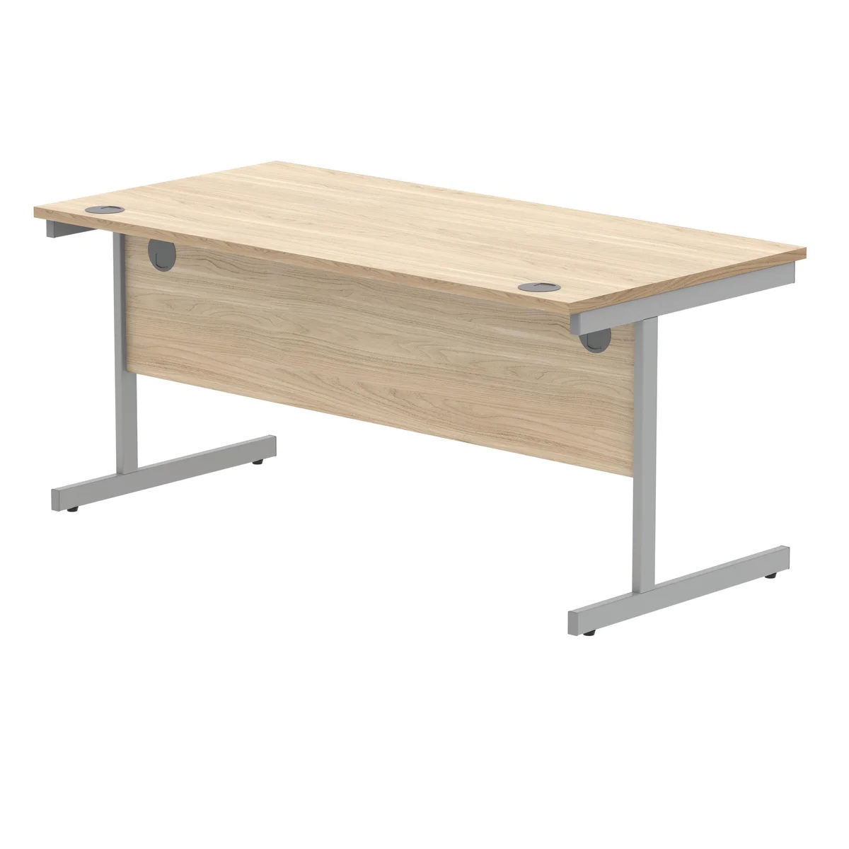 Polaris Rectangular Single Upright Cantilever Desk 1600x800x730mm Canadian Oak/Silver KF821710 - Image 3